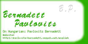 bernadett pavlovits business card